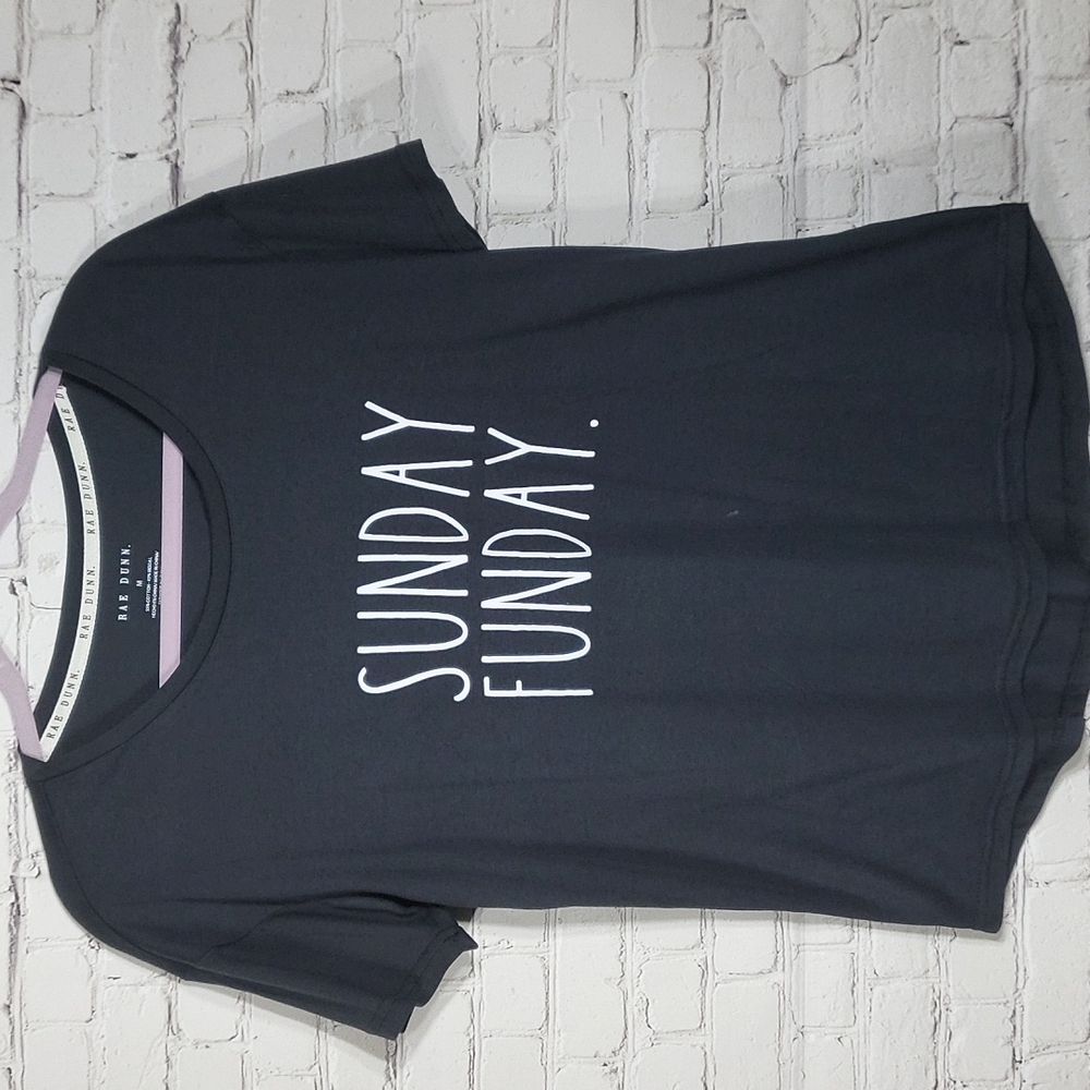Rae Dunn Sunday Funday Shirt Black NWT medium